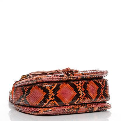 Gucci Python Medium New Bamboo Top Handle Bag Neon Orange Raspberry Pink 4 of 8