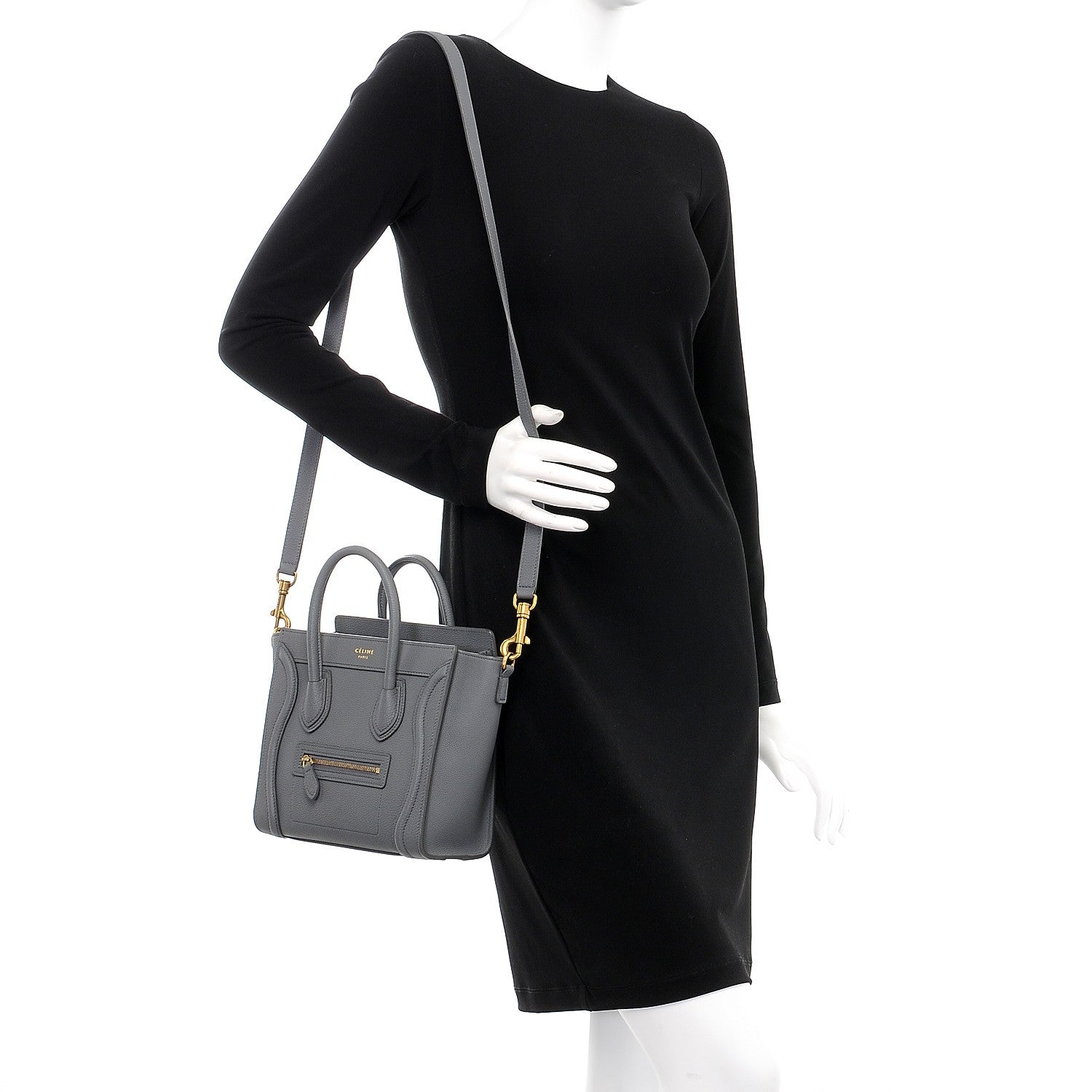 Celine Baby Grained Calfskin Nano Luggage Kohl 2 of 8