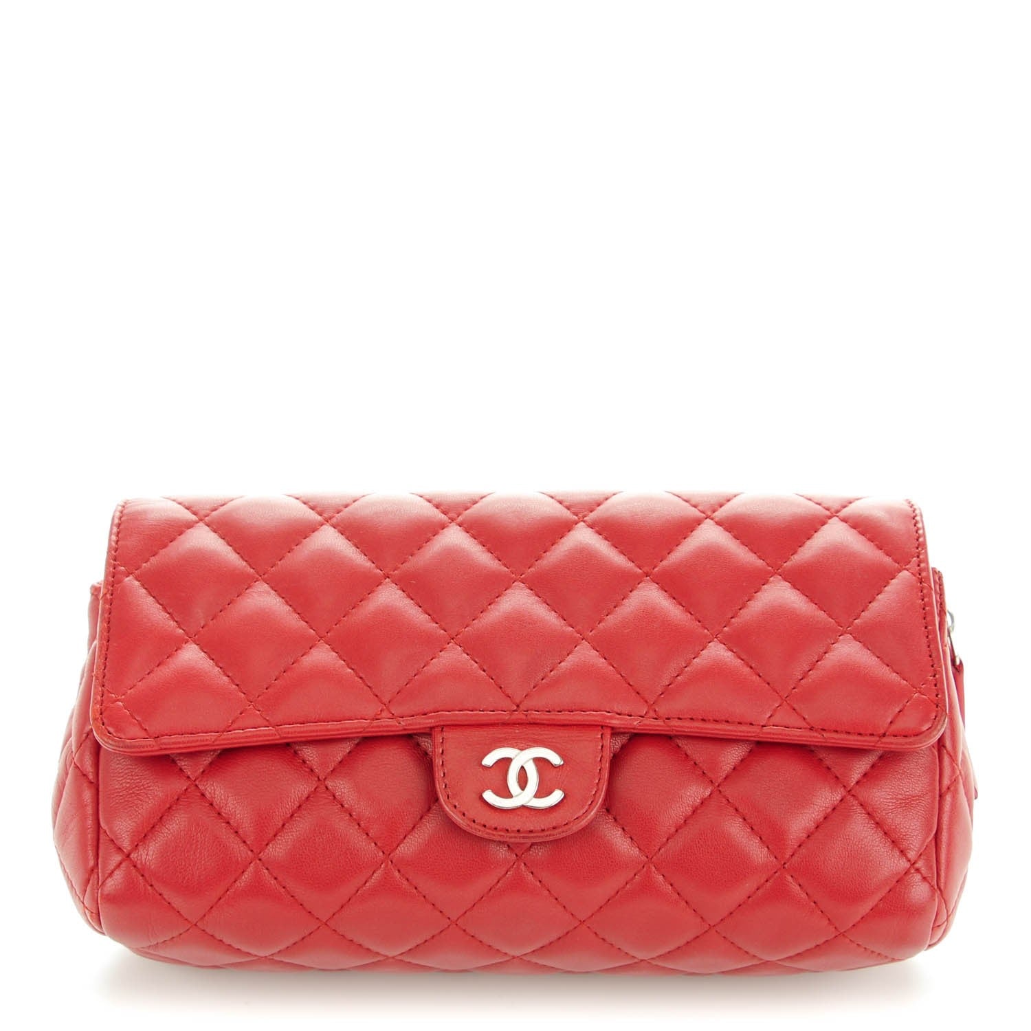 Chanel Lambskin Quilted Flap Cosmetic Case Red 1 of 8