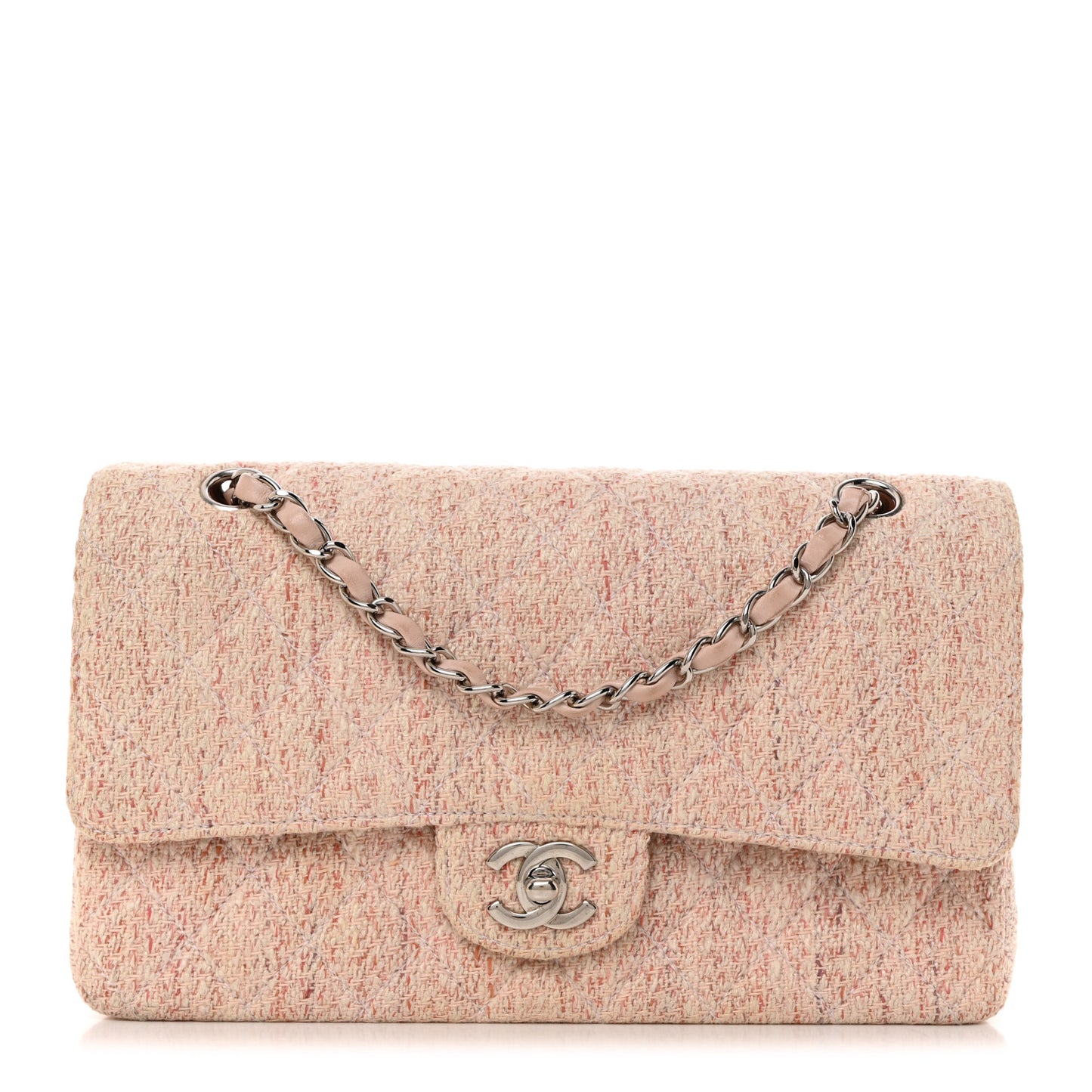 Tweed Medium Double Flap Pink Multicolor