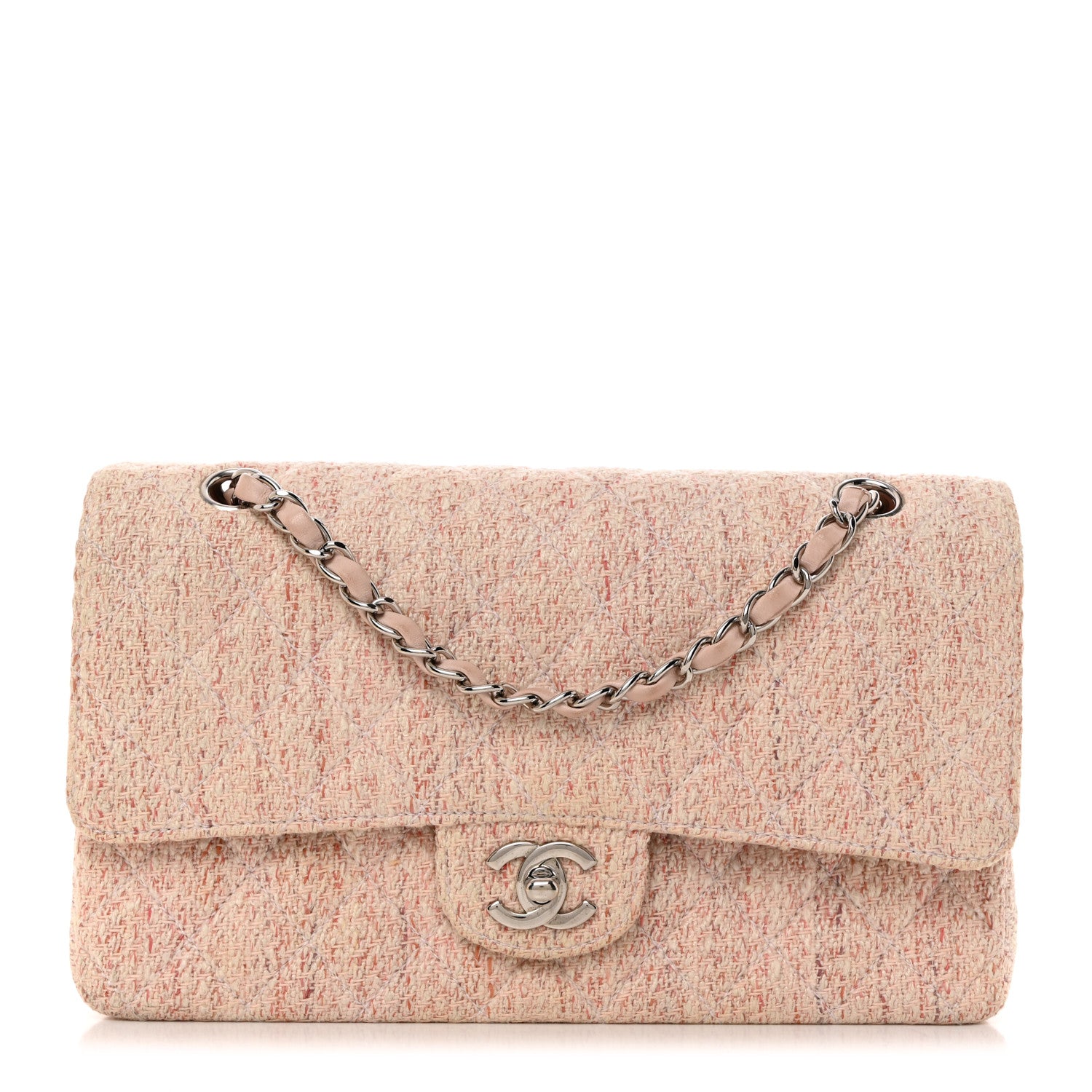 Chanel Tweed Medium Double Flap Pink Multicolor 1 of 12