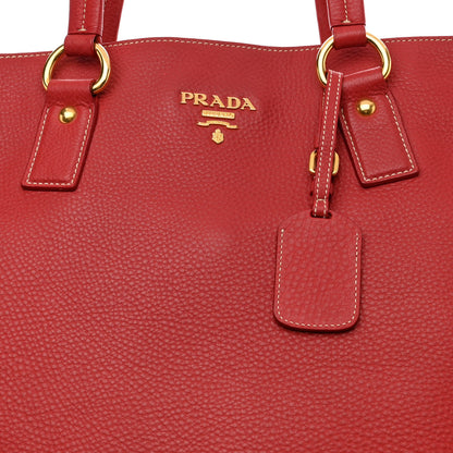 Prada Vitello Daino Side Zip Shopper Tote Rosso 9 of 11