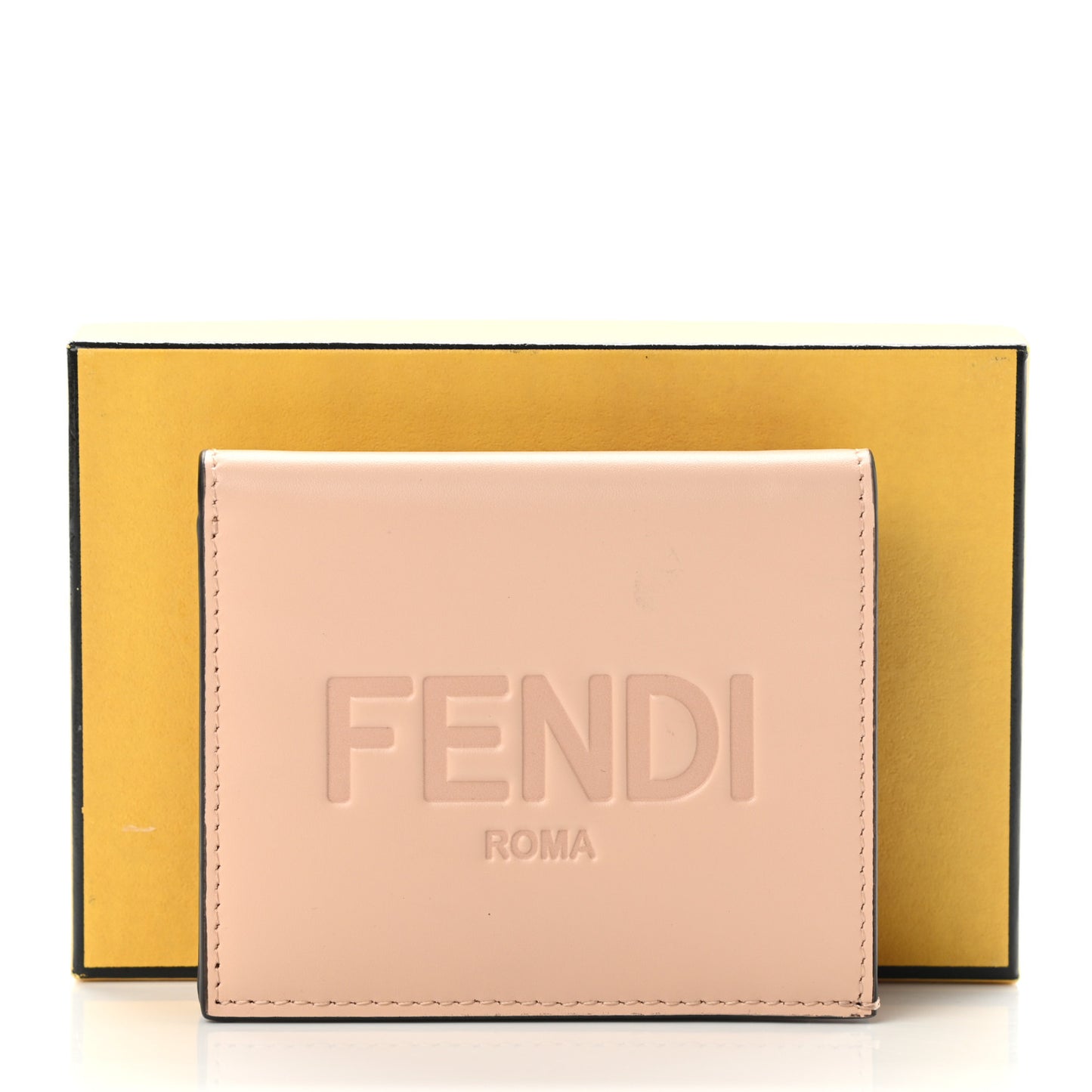 Vitello King Tamponato Logo Embossed Card Holder Wallet Light Rose