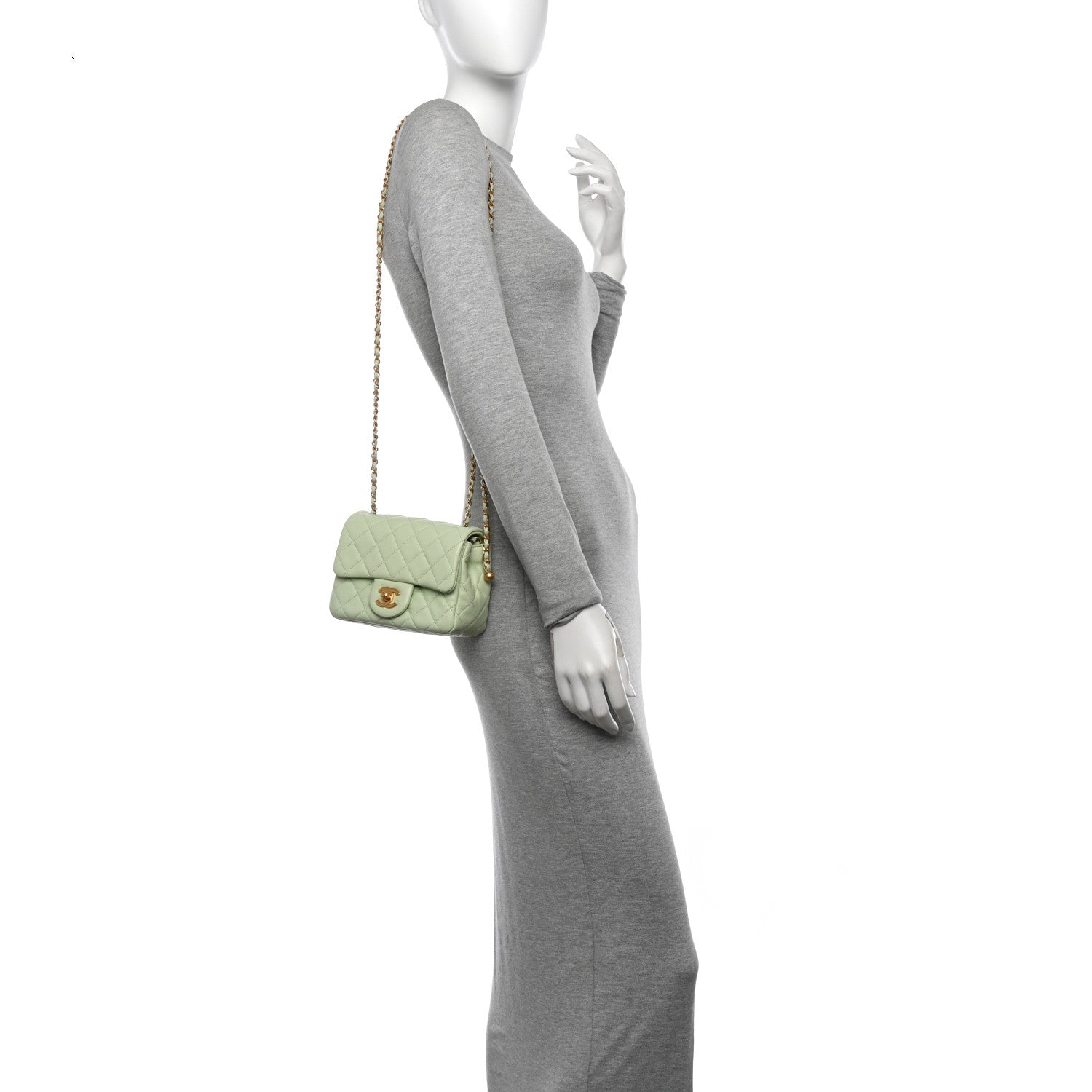 Chanel Lambskin Quilted Mini Pearl Crush Flap Light Green 2 of 12