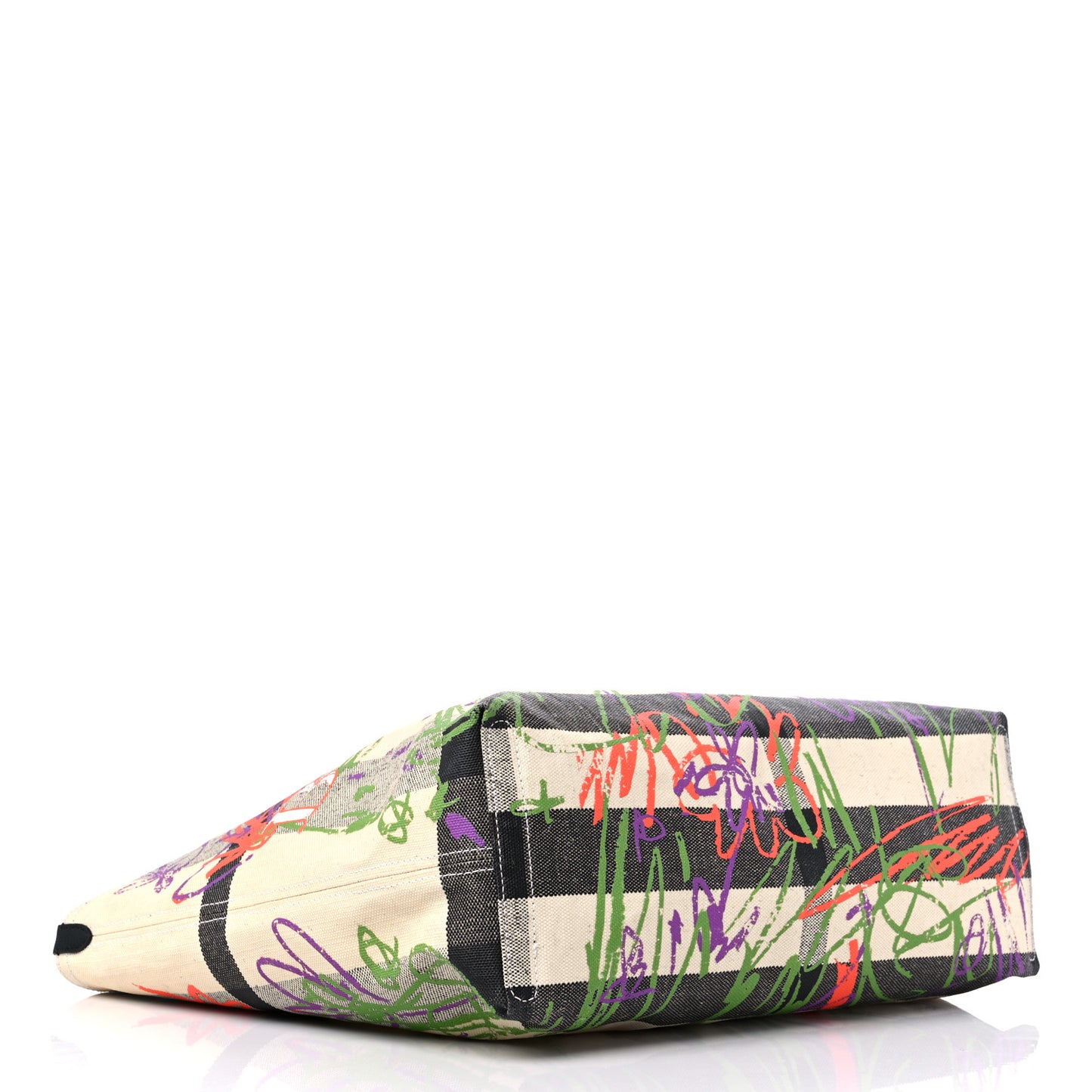 Coated Canvas Medium Reversible Doodle Tote White Black