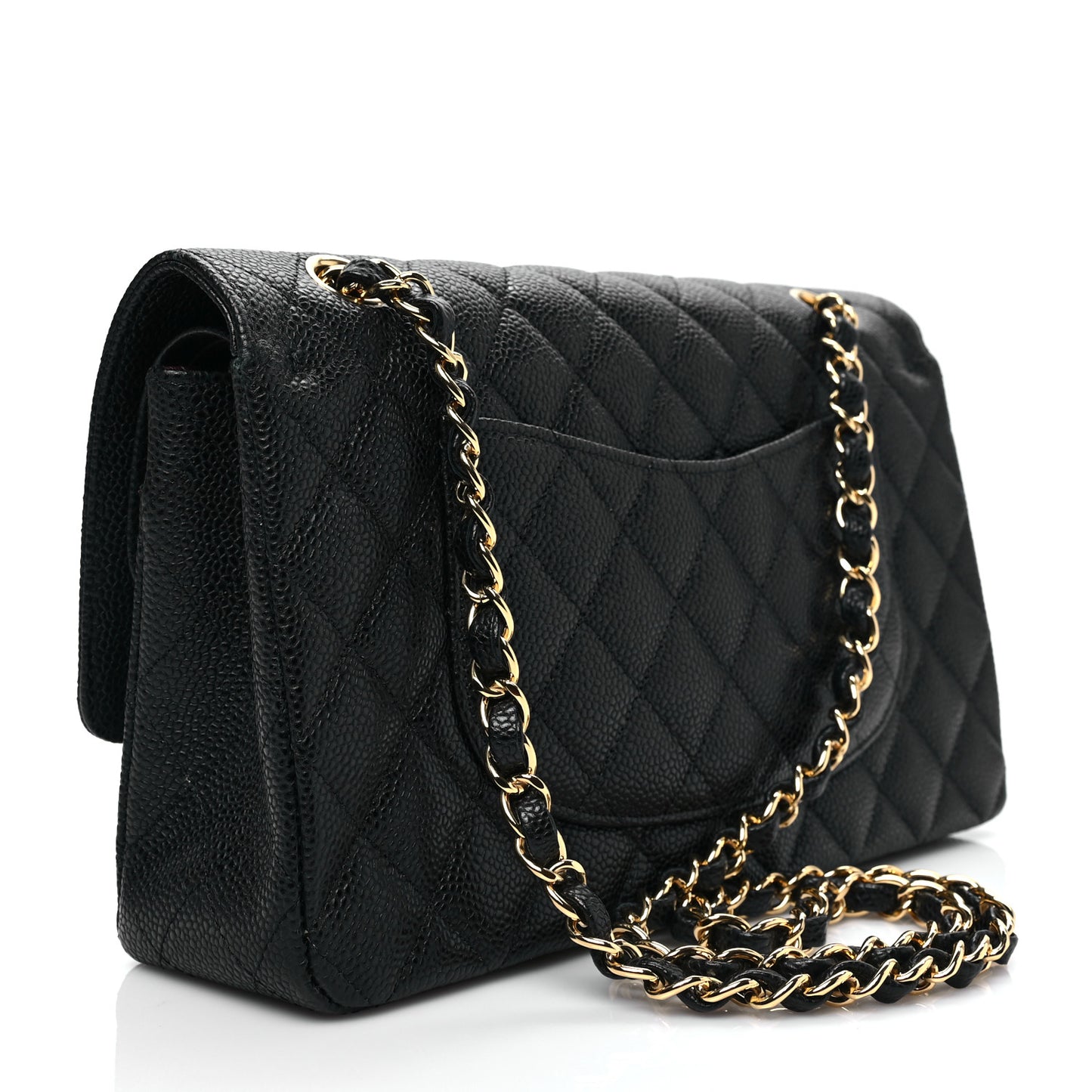 Caviar Quilted Medium Double Flap Black