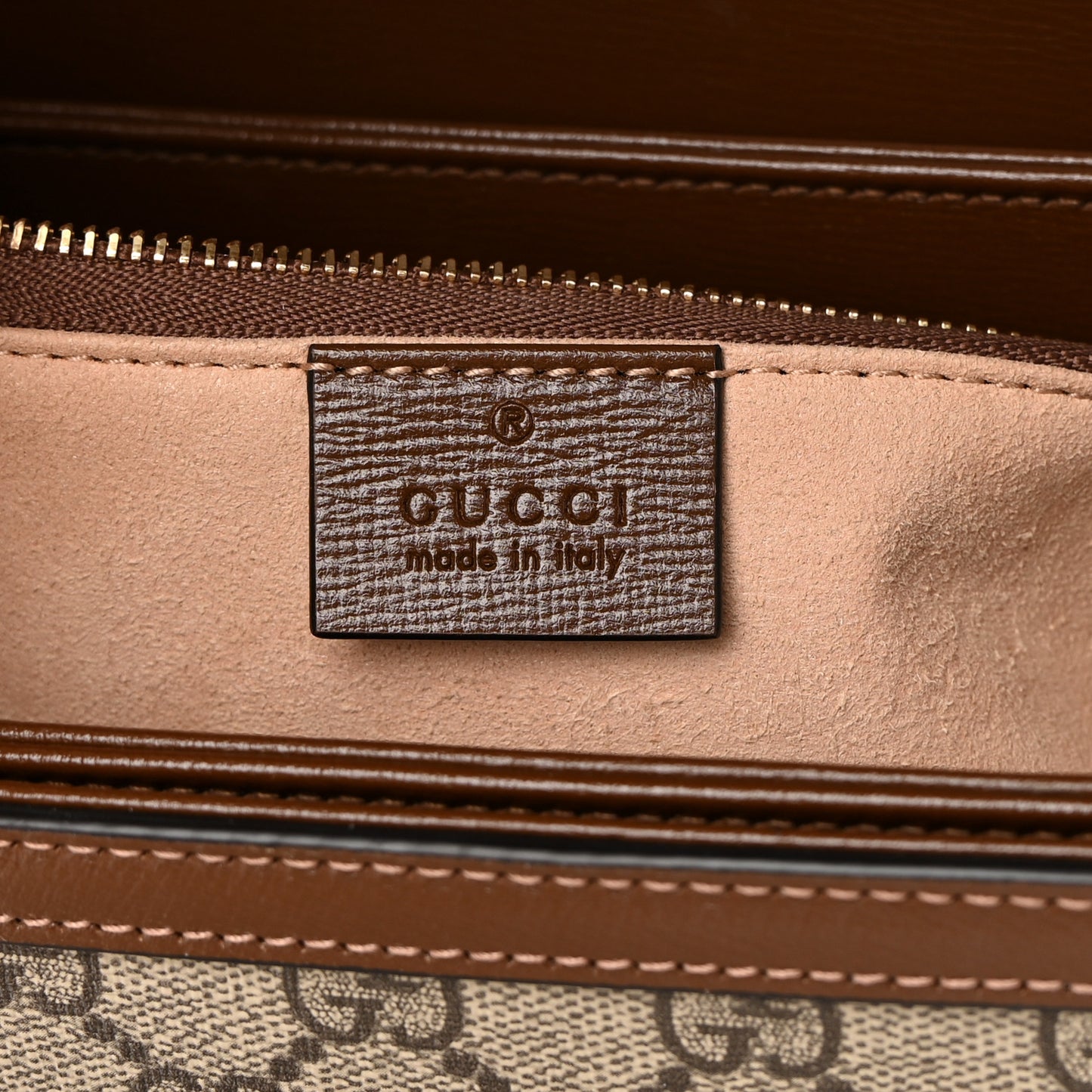 GG Supreme Monogram Horsebit 1955 Shoulder Bag Beige Brown Sugar