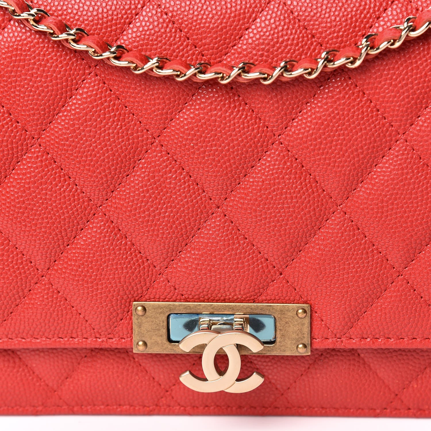 Chanel Caviar Quilted Golden Class Wallet On Chain WOC Red 11 of 11