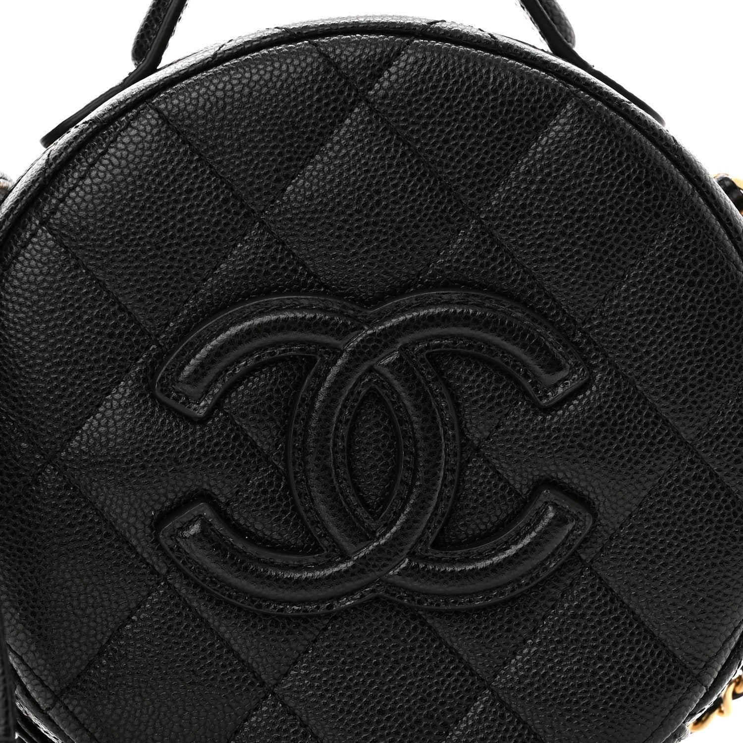 Chanel Caviar Quilted Small Round Vanity With Chain Black 8 of 11