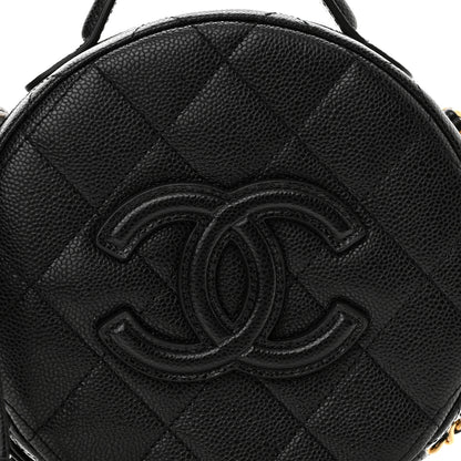 Chanel Caviar Quilted Small Round Vanity With Chain Black 8 of 11