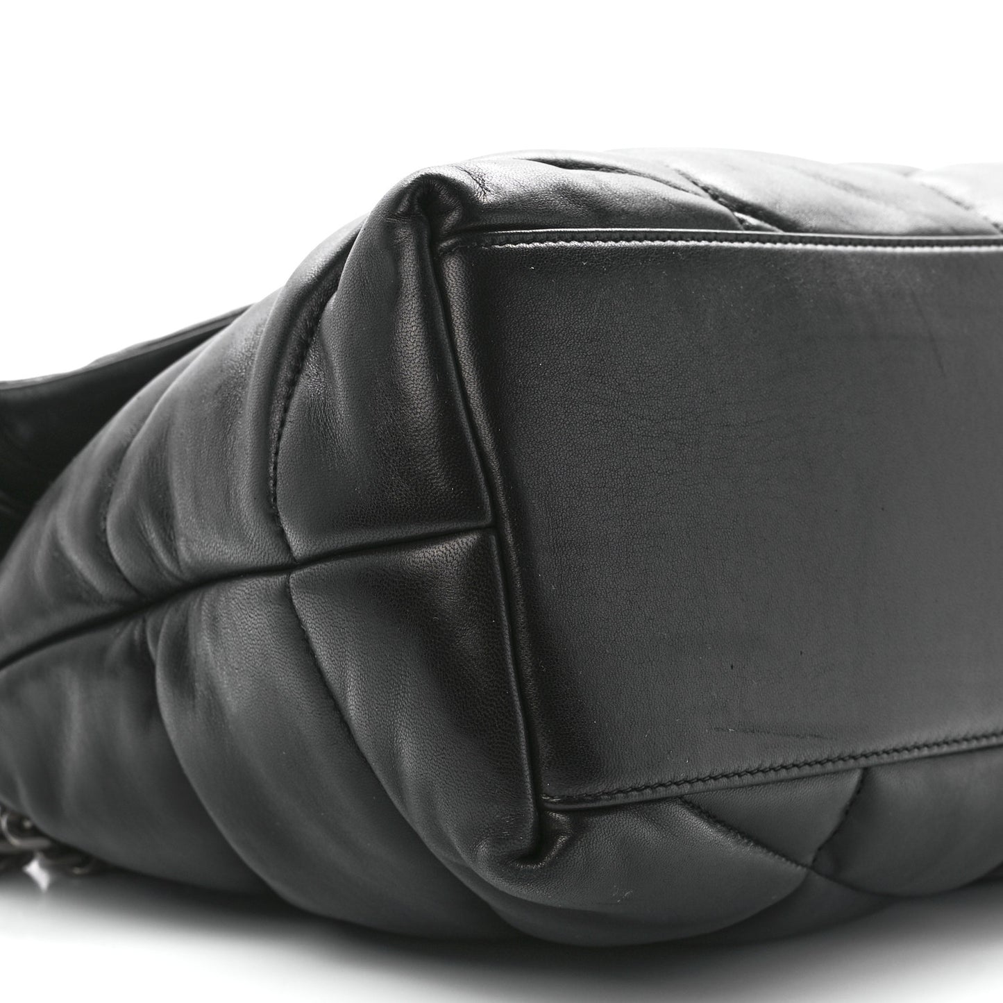 Lambskin Quilted Medium Loulou Puffer Monogram Chain Satchel Black