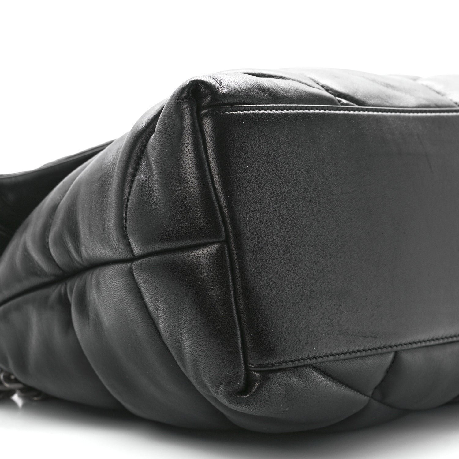Saint Laurent Lambskin Quilted Medium Loulou Puffer Monogram Chain Satchel Black 11 of 12
