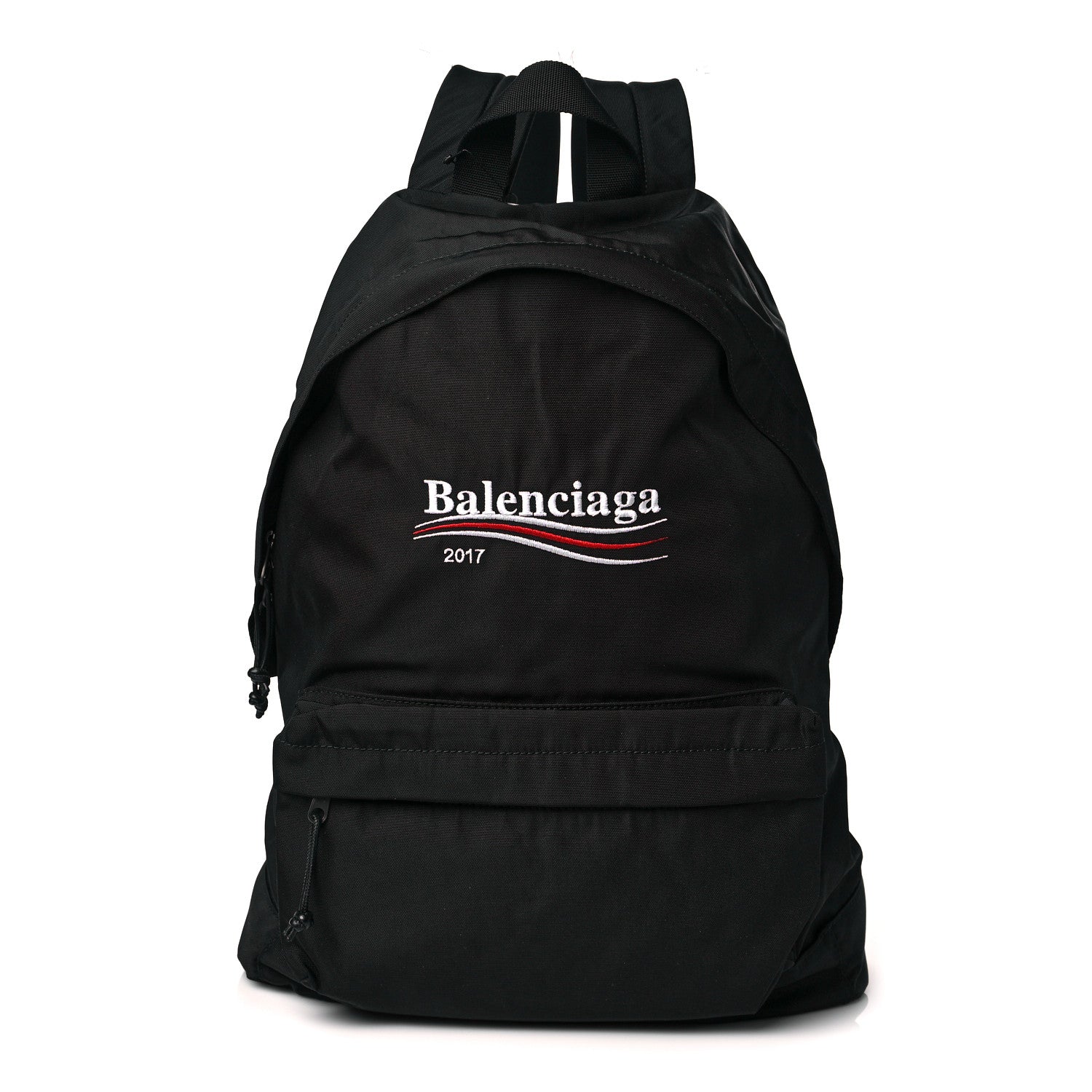 Balenciaga Nylon Political Campaign Logo Embroidered Explorer Backpack Black 1 of 9