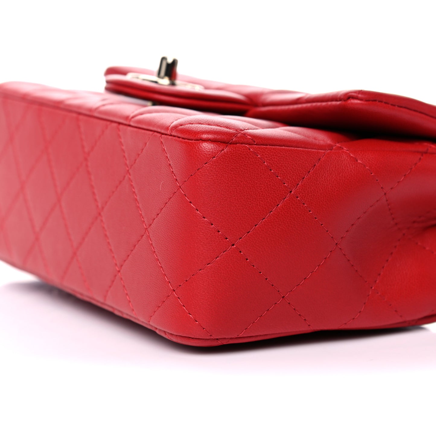 Lambskin Quilted Mini Rectangular Flap Red
