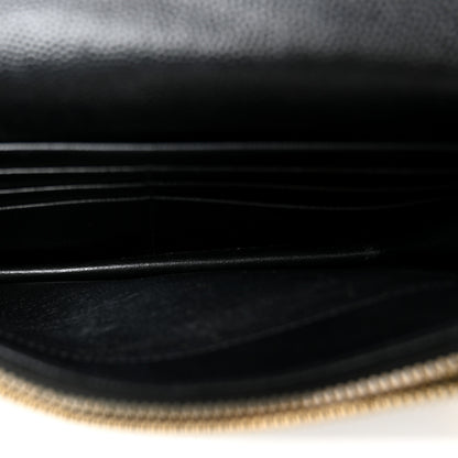 Saint Laurent Grain De Poudre Matelasse Chevron Monogram Envelope Chain Wallet Black 5 of 13