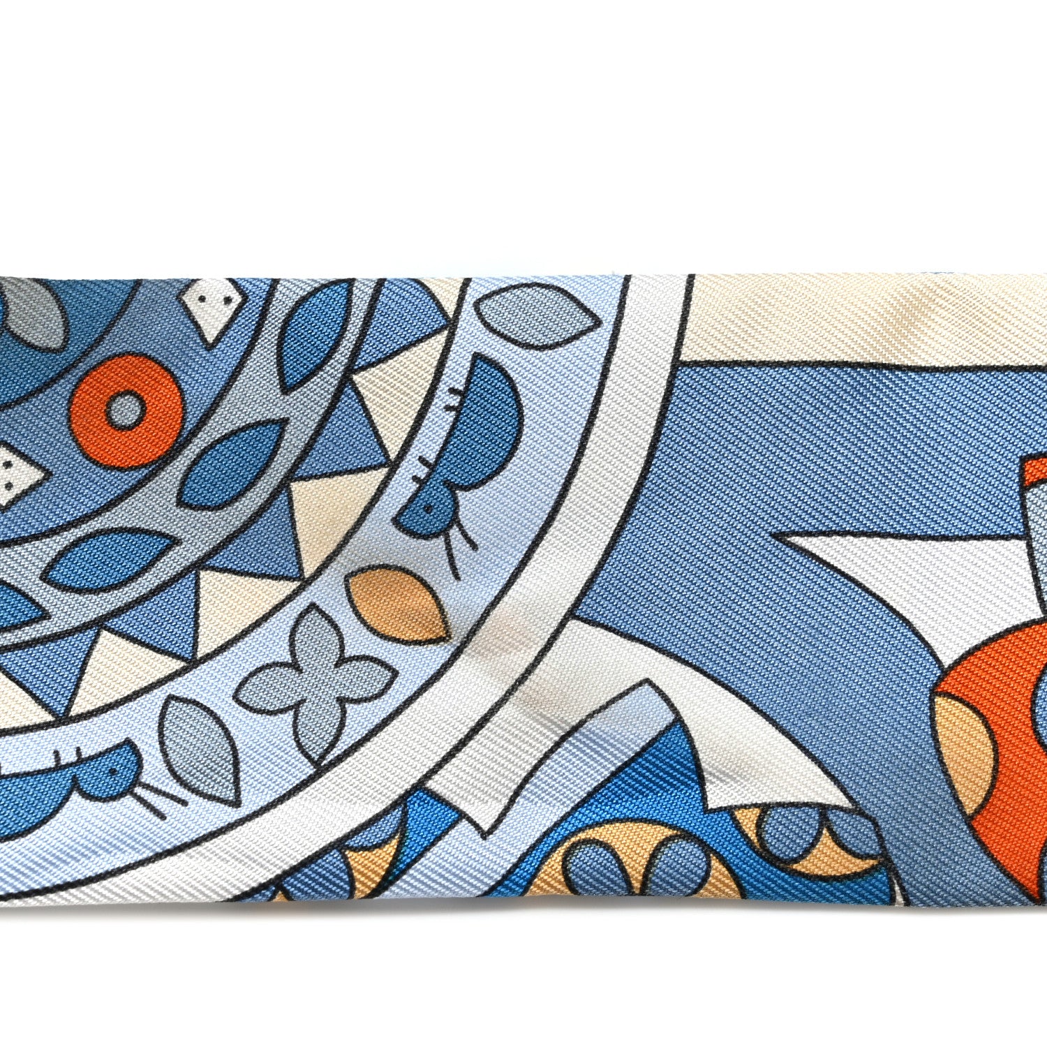 Hermes Silk Les Murmures de la Foret Twilly Bleu Jean Orange 7 of 9