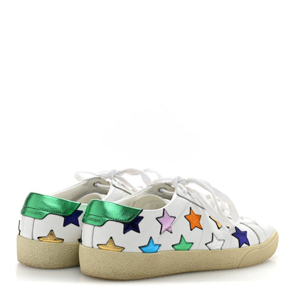 Saint Laurent Calfskin Womens Star Court Sneakers 40 Green Multicolor 5 of 9