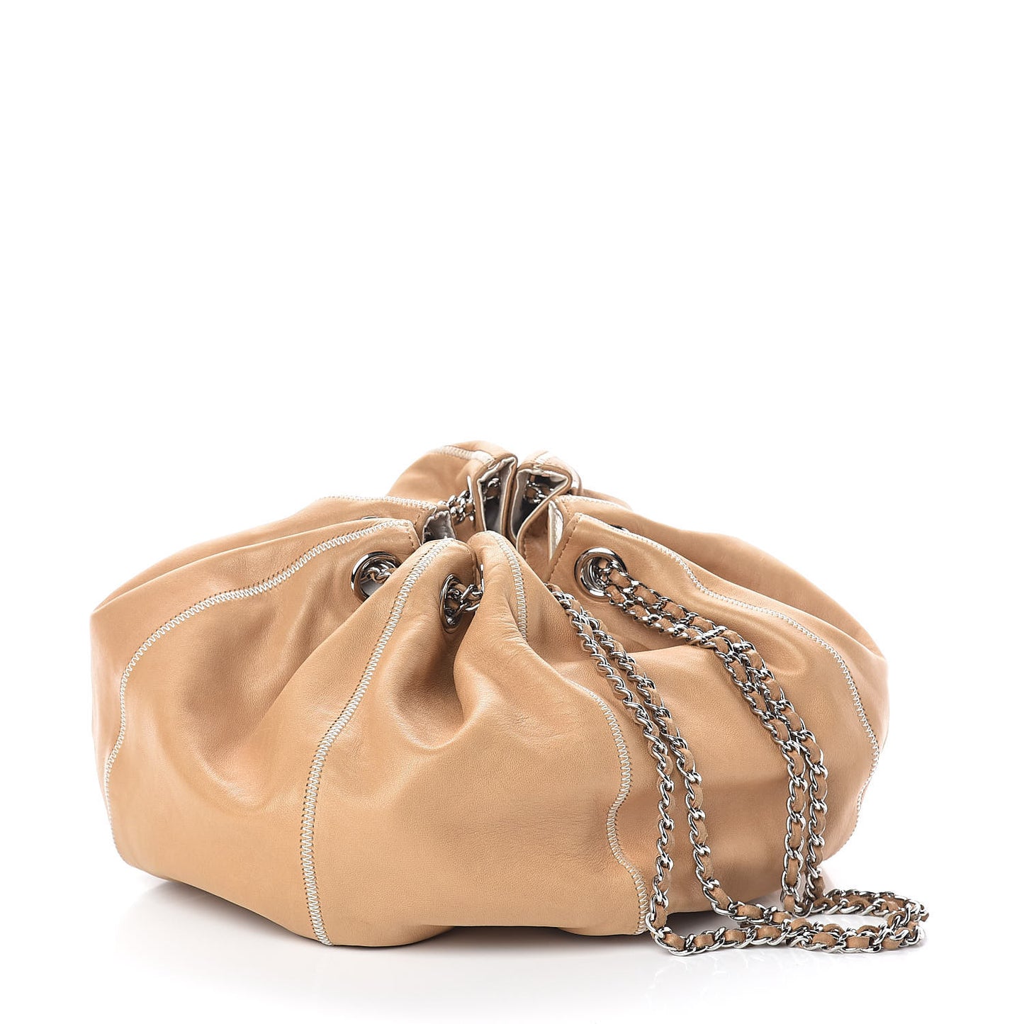 Lambskin Satin Reversible Sac Cordon Beige