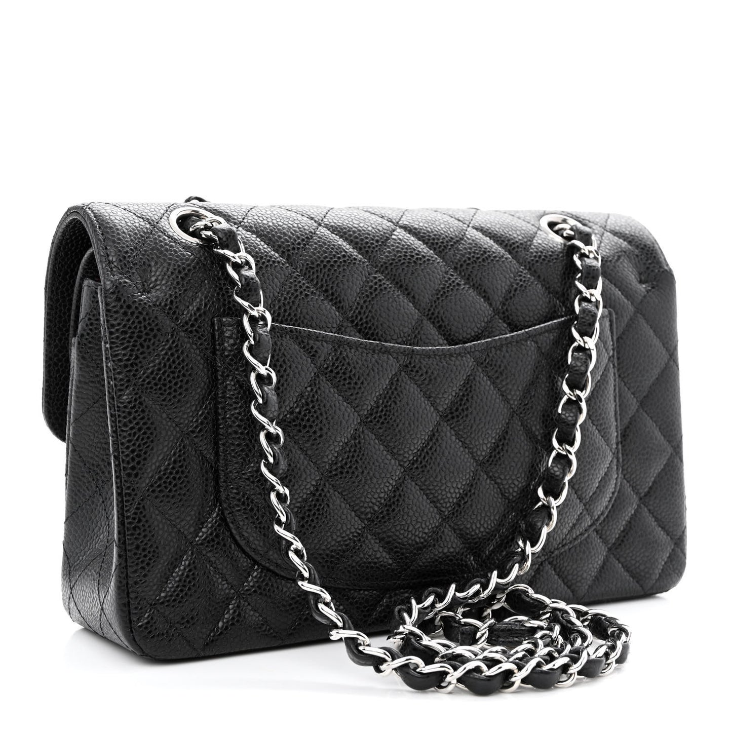 Caviar Quilted Small Double Flap Black