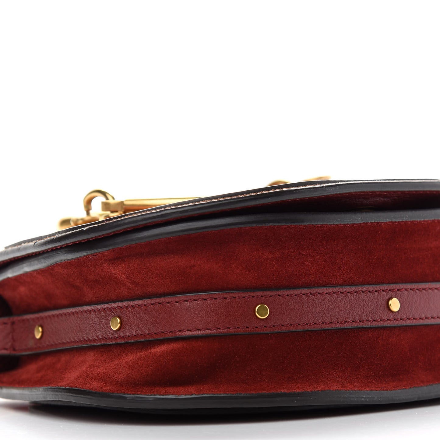 Calfskin Suede Patchwork Small Nile Bracelet Bag Red