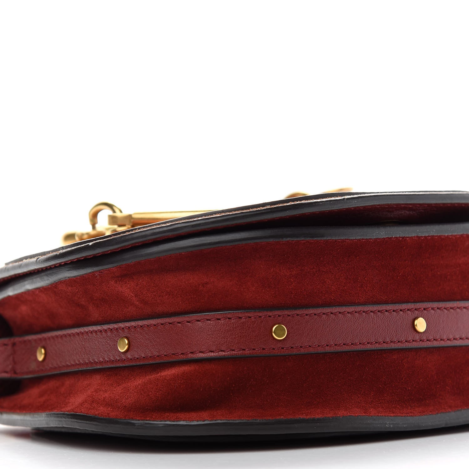 Chloe Calfskin Suede Patchwork Small Nile Bracelet Bag Red 7 of 11