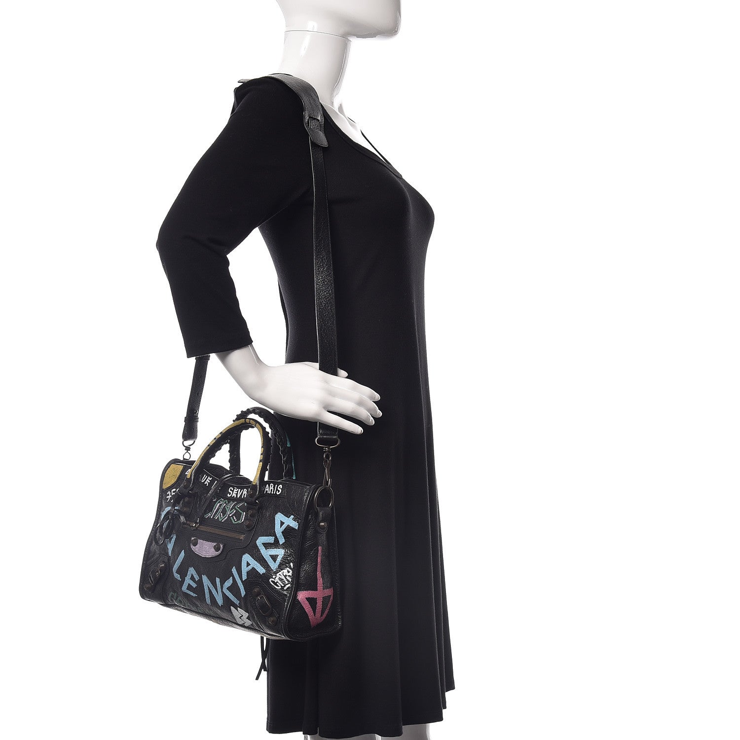 Balenciaga Agneau Graffiti All Over Classic Hardware S City Black Multicolor 2 of 9