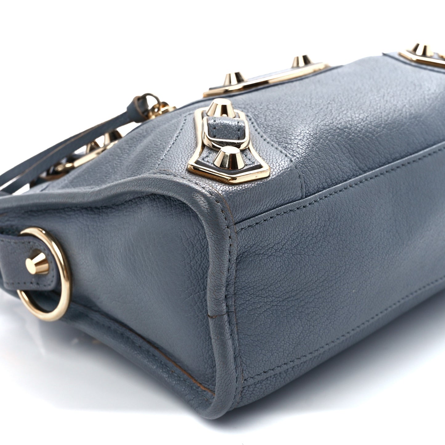 Chevre Gold Metallic Edge Hardware Mini City Bleu Acier