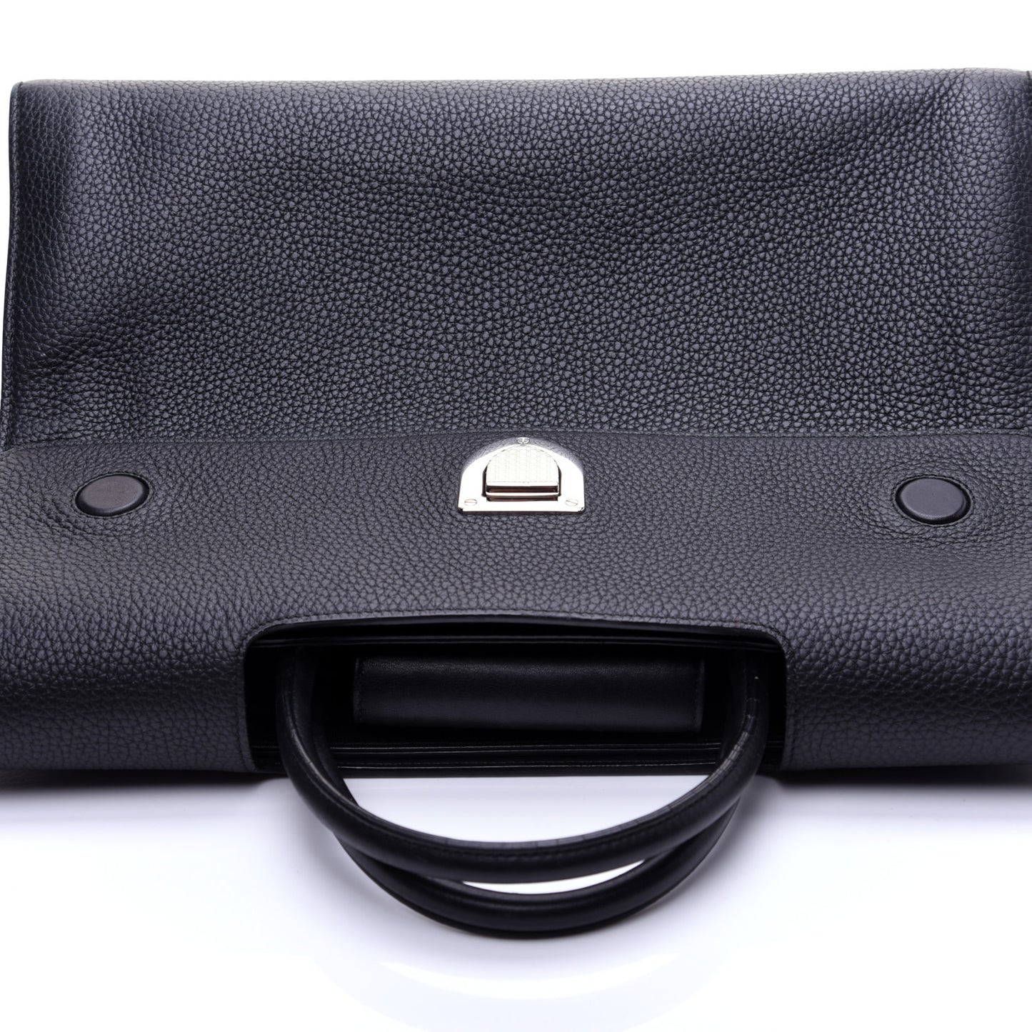Grained Calfskin Large Diorever Flap Black
