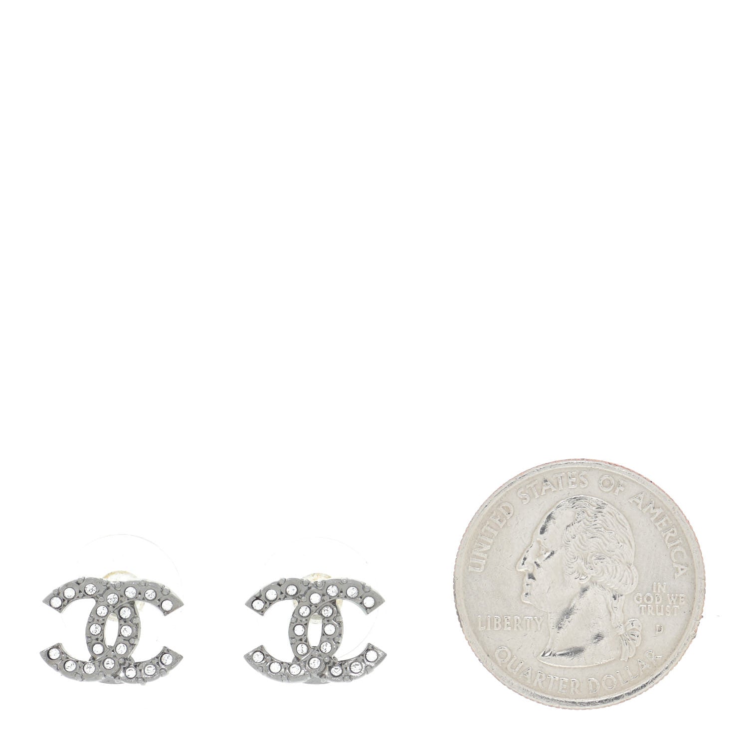 Chanel Crystal CC Earrings Silver 2 of 5