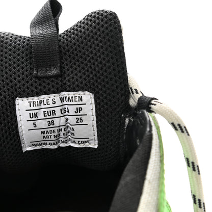 Balenciaga Fabric Mesh Womens Triple S Sneakers 38 White Green Fluo Black 8 of 17
