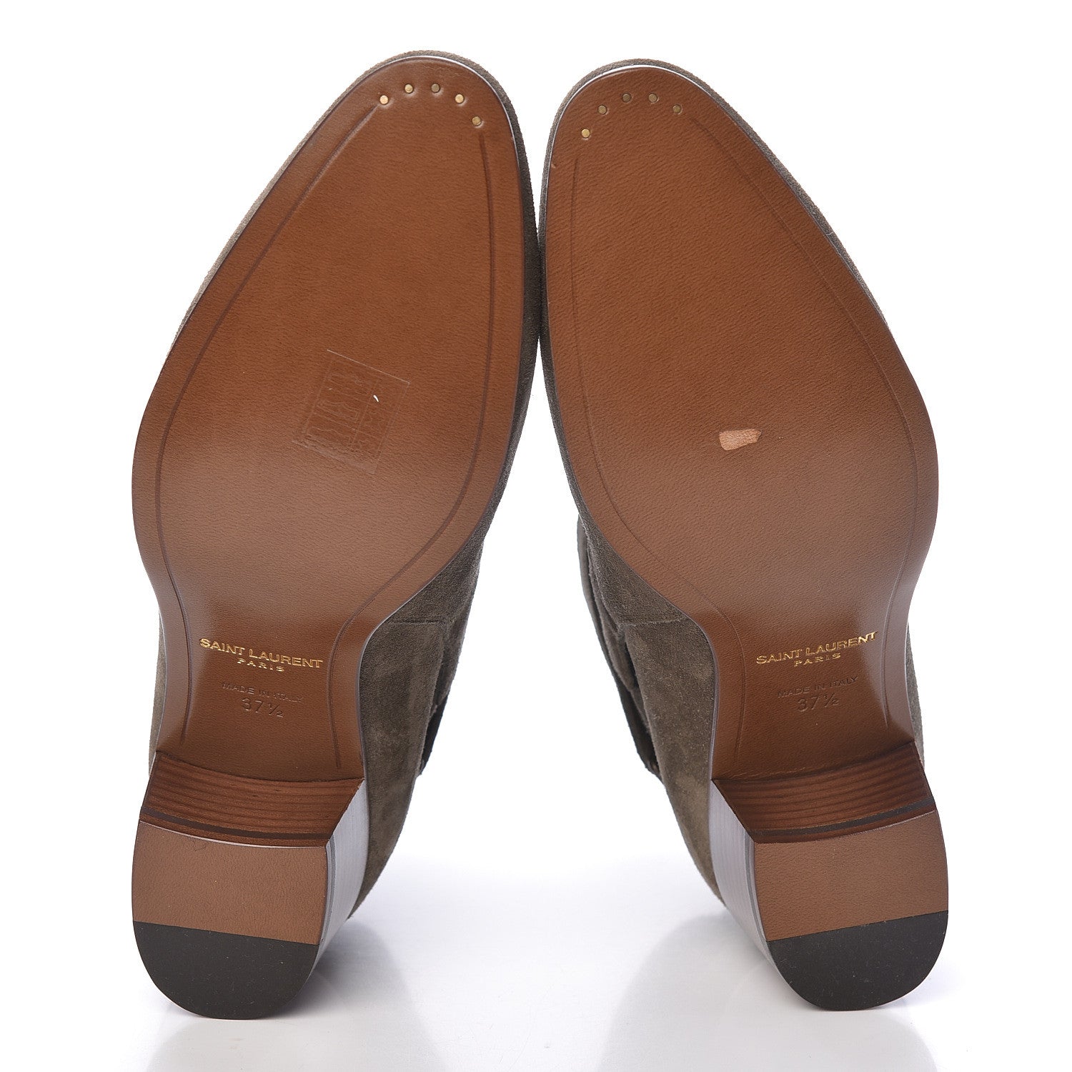 Saint Laurent Suede Womens Blake Ankle Boots 37.5 Kaki Militaire 5 of 10