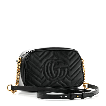 Gucci Calfskin Matelasse Small GG Marmont Chain Shoulder Bag Black 3 of 11