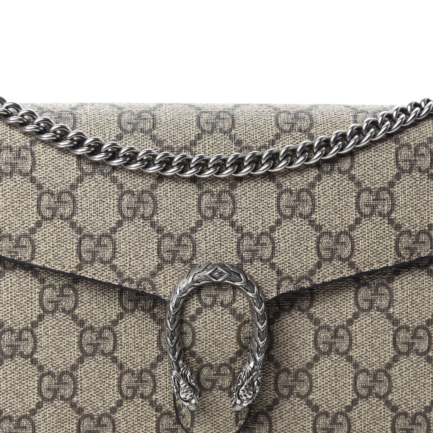 GG Supreme Monogram Mini Dionysus Chain Wallet Beige Black