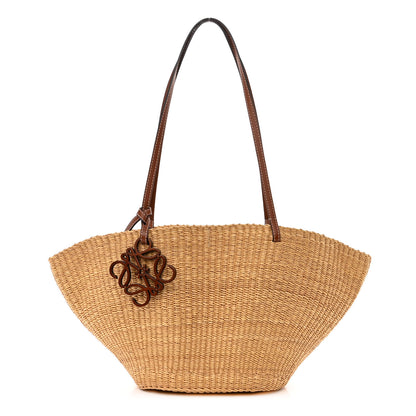 Loewe Raffia Calfskin Shell Basket Tote Natural Beige 1 of 10