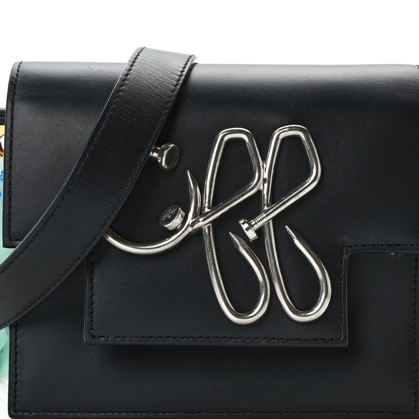 Calfskin 3D Nail Logo Shoulder Bag Black