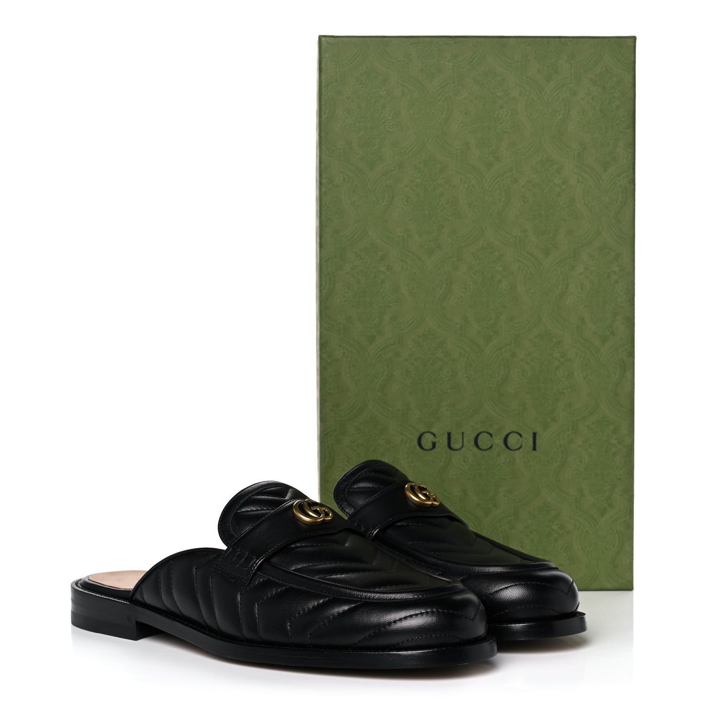 Nappa Matelasse Mens GG Marmont Slippers 10 Black