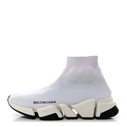 Balenciaga Technical 3D Recycled Knit Bi-Color Sole Womens Speed 2.0 Sneakers 37 White Black 1 of 8