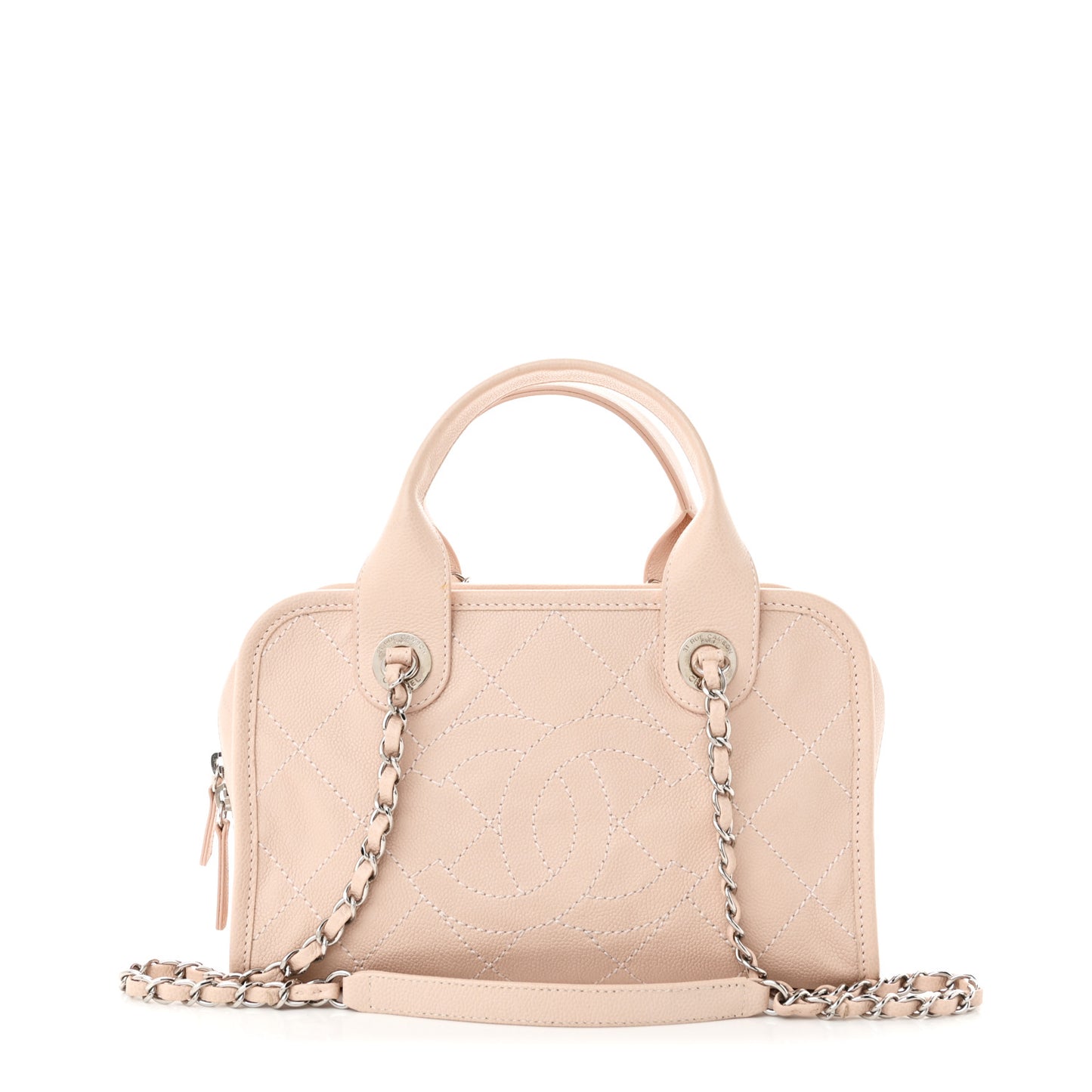 Caviar Quilted Small Deauville Bowling Bag Light Pink