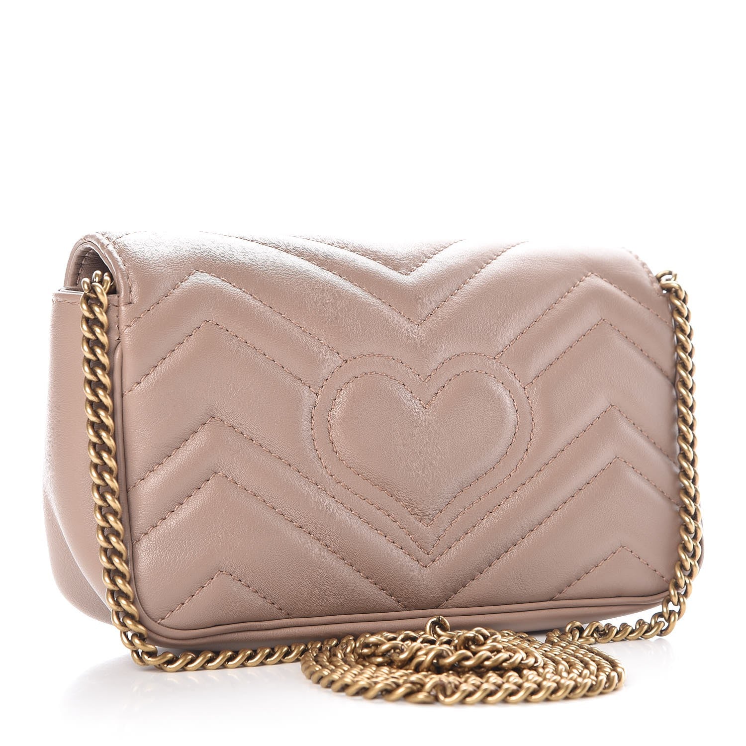 Gucci Calfskin Matelasse Super Mini GG Marmont Shoulder Bag Porcelain Rose 3 of 9