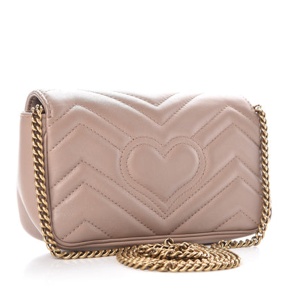 Gucci Calfskin Matelasse Super Mini GG Marmont Shoulder Bag Porcelain Rose 3 of 9