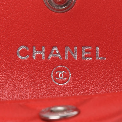 Chanel Goatskin Camellia Embossed Card Holder Red 6 of 9
