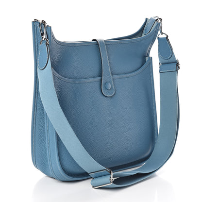 Hermes Taurillon Clemence Evelyne III GM Blue Jean 3 of 10