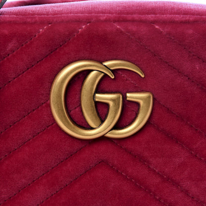 Gucci Velvet Matelasse Small GG Marmont Chain Shoulder Bag Light Raspberry Rose 8 of 9