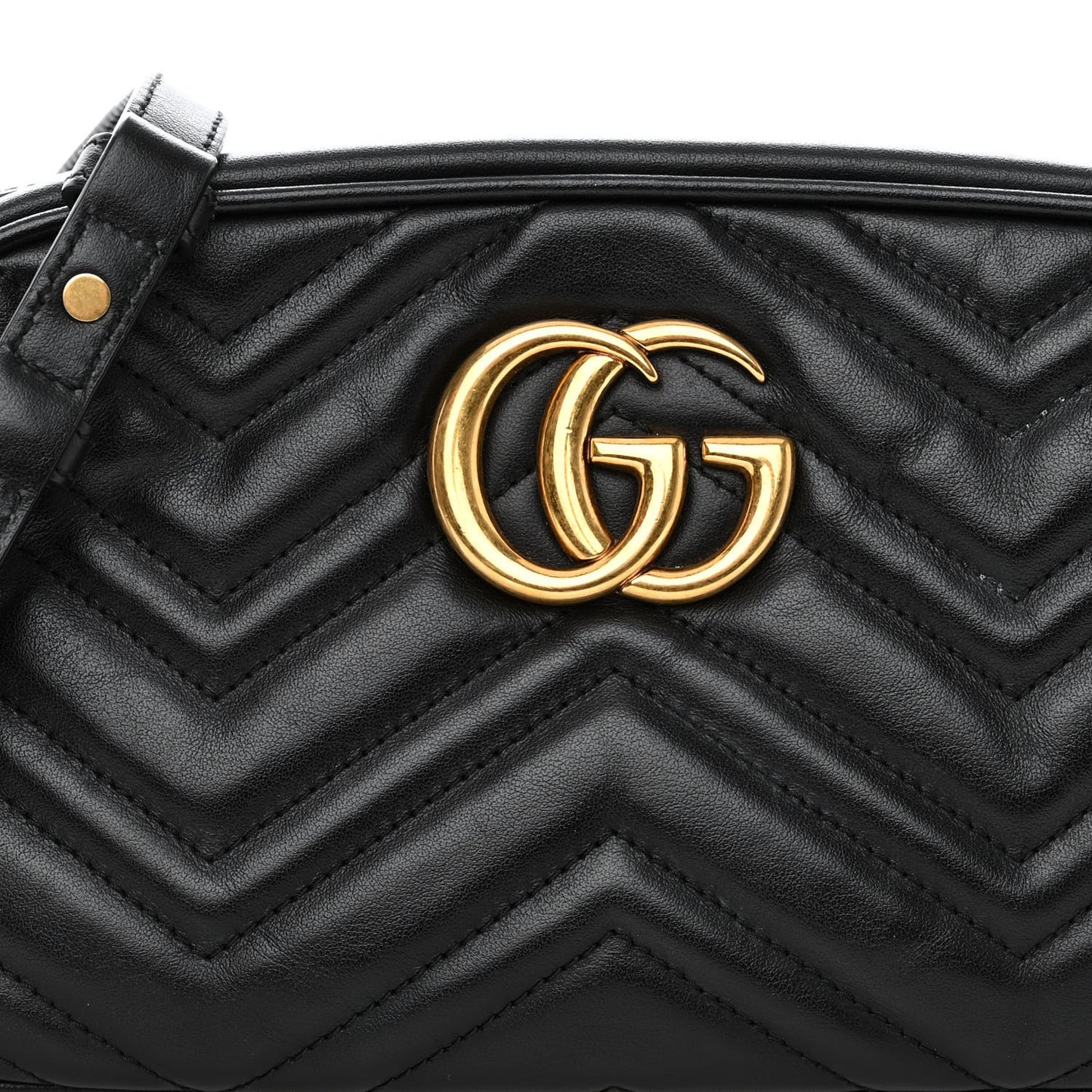 Calfskin Matelasse Small GG Marmont Chain Shoulder Bag Black