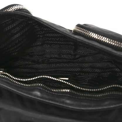 Prada Tessuto Nylon Snakeskin Shoulder Bag Black 5 of 8
