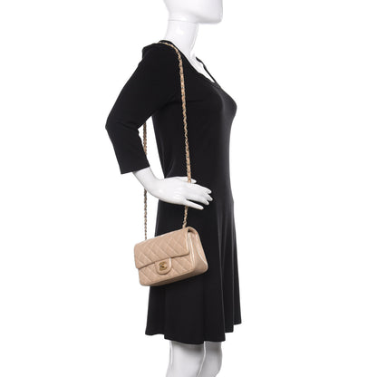Chanel Metallic Lambskin Quilted Mini Rectangular Flap Beige 2 of 14