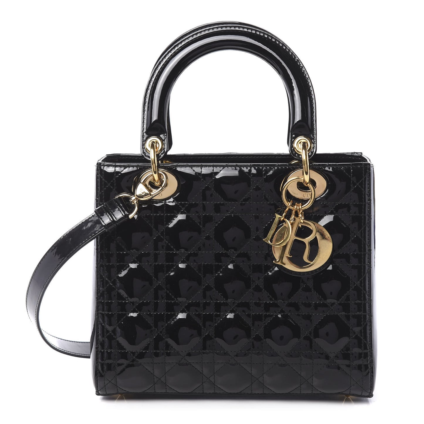 Patent Cannage Medium Lady Dior Black