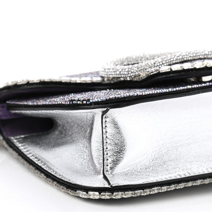 Valentino Garavani Swarovski Crystal Embroidered Vlogo Small Loco Shoulder Bag Crystal Lilac Silver 8 of 12