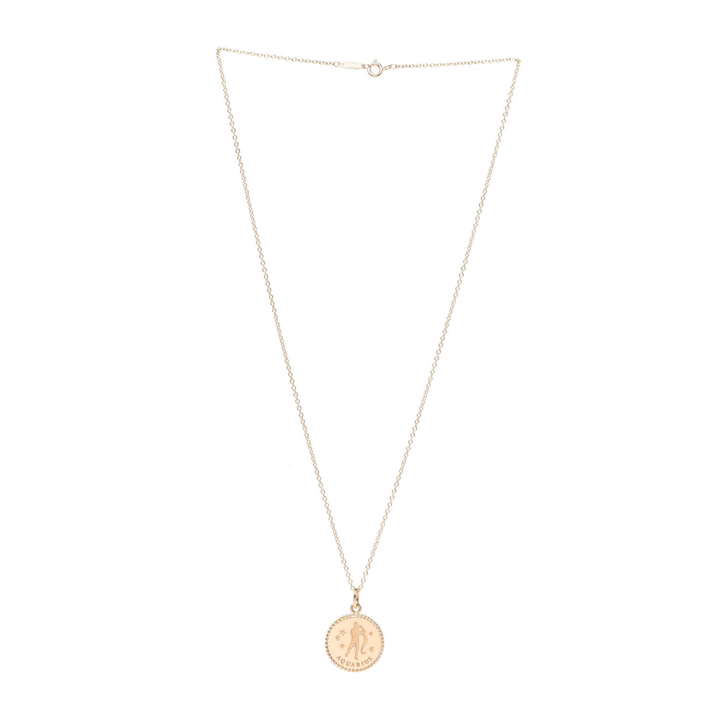 18K Yellow Gold Zodiac Aquarius Pendant Necklace