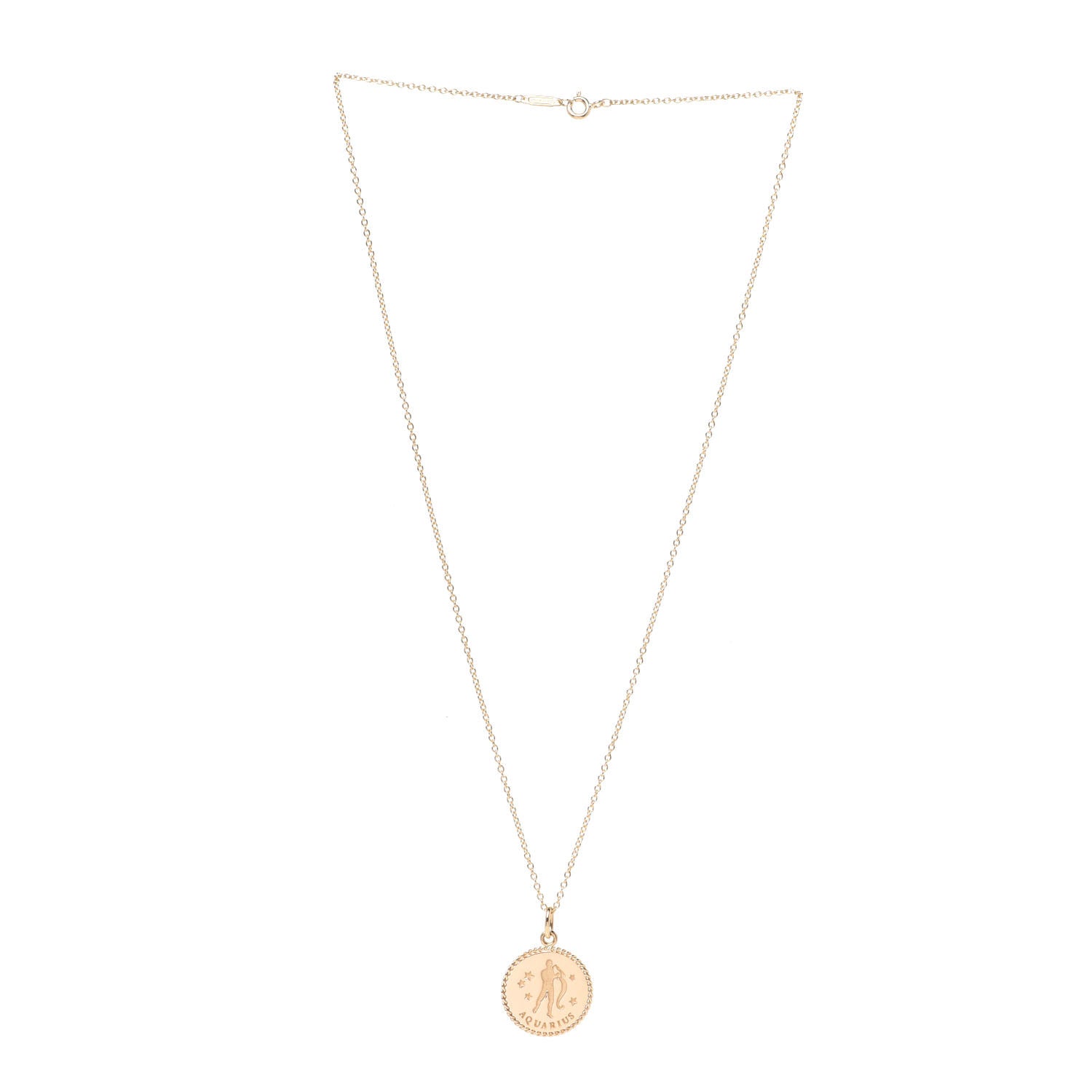 Tiffany 18K Yellow Gold Zodiac Aquarius Pendant Necklace 3 of 7